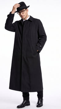 Men’s Neo Matrix Inspired Black Trench Coat – Long Full-Length Gothic Movie Style Overcoat
