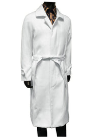 Mens Belted Wool Topcoat Off White Alberto Belt Overcoat