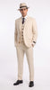 Men’s Ivory Cream Pinstripe Scarface Suit – Vintage Gangster Modern Fit 3-Piece Wedding Suit