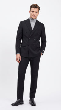 Men's Designer Stacy Adams Classic Double Breasted Suit in Black  Peak Lapel Slim fit
