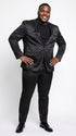 Men’s Black Shiny Sharkskin 2 Piece Suit, Formal Wedding Prom Party Dress Suit
