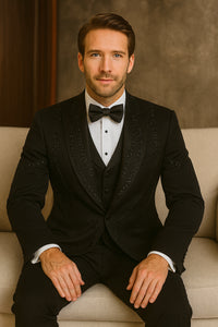 Black Italian Wool 3-Piece Modern Fit Tuxedo