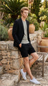 Men’s Black Summer Business Suit with Shorts Pants Set