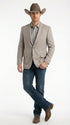 Mens Textured  Light Grey Western Blazer – Cowboy Style Casual Sport Coat for Men Classic Western Jacket