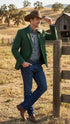 Men’s Green Western Blazer Jacket – Classic Cowboy Style Sport Coat for Wedding, Party and Formal Events