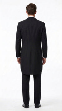 Men’s Black Victorian Tailcoat Tuxedo – 1800s 19th Century Edwardian Peak Lapel Formal Suit