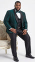 Tazzio Men’s Hunter Green & Black Paisley Tuxedo – Skinny Fit Shawl Collar 3-Piece Prom and Wedding Suit