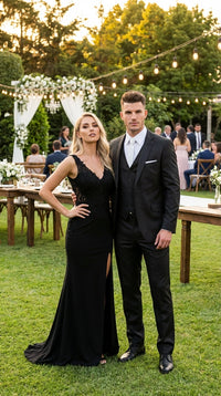 Men’s Black Three Piece Suit – Modern Fit 3PC Formal Suit with Vest for Weddings, Prom and Business Events Sharkskin Shiny Fabric