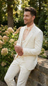 Vinci Men’s Ivory Three Piece Suit – Ivory 3PC Formal Wedding Suit for Groom, Prom and Black Tie Events