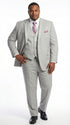 Men’s Light Gray 3 Piece Suit – Ice Silver Gray Formal Suit Set with Vest, Patterned Lapel and Tie for Wedding, Prom and Business Events