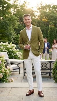 Men’s Olive Green Blazer Sport Coat – Linen Fabric Summer in pistachio sage green