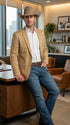 Men’s Tan Camel British khaki Western Blazer – Two Button Classic Casual Sport Coat - Cowboy Country Coat