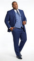 Vitali Men’s Navy Blue 3 Piece Suit with Light Blue Vest, Textured Formal Dress Suit for Weddings, Prom, Business Events, and Parties