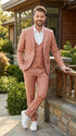 Men’s Peach Light Brown 3 Piece Suit – Wedding & Prom Formal Suit Set, Blazer Pants Double breasted vest