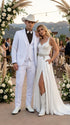 Men’s White Western Cowboy 3 Piece Tuxedo Suit, Formal Wedding Prom Groom Suit Set
