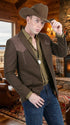 Men’s Dark Brown Western Blazer with Suede Yokes, Cowboy Sport Coat for Ranch Wedding and Country Events