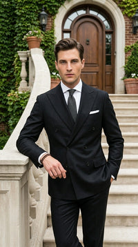 Men’s Black Double Breasted Blazer, Formal Wedding Business Casual Sport Coat Jacket