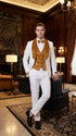 Men's White & Gold Tuxedo – Velvet Shawl Lapel 3 Piece Wedding & Prom Suit