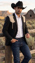 Men’s Black & Bone Tan Western Blazer – Cowboy Sport Coat with Suede Yoke for Rodeo, Ranch & Country Wear