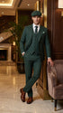 Men’s Hunter Green Pinstripe 3-Piece Suit – Vintage Wedding, Prom and Formal Suit with Matching Vest