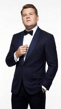Men’s Navy James Bond Tuxedo Dinner Jacket – Satin Shawl Lapel Wedding, Prom and Black-Tie Blazer