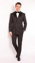Men’s Black Shadow Pinstripe Double-Breasted Tuxedo Tone on Tone Formal Wedding  Suit Modern Fit 1920s Style