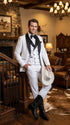 Men’s White and Black Western Wedding Tuxedo – Cowboy Style 3-Piece Traje para Boda with Double-Breasted Vest