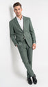 Men’s Tartan olive Green with blue checker Windowpane 2-Piece Suit – Modern Fit Plaid, Business and Formal Suit english styl