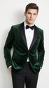 Men’s Olive Green Velvet Tuxedo Dinner Jacket – Black Satin Peak Lapel Formal Prom Wedding Blazer