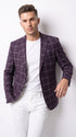 Men's Purple Windowpane Sport Coat – Classic Fit Plaid Blazer Jacket for Business, Wedding & Casual Wear