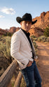 Men’s Ivory Western Blazer – Cream Cowboy Sport Coat Jacket with Notch Lapel in cream color