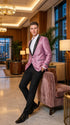 Men’s Shiny Pink Tuxedo Dinner Jacket with Black Pants – Shawl Lapel Formal Tuxedo