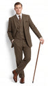 Men’s 1930s Brown Plaid 3 Piece Suit, Vintage Formal Wedding Business Dress Suit Set