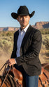 Men’s Black Western Blazer – Embroidered Cowboy Sport Coat with Western Yoke for Rodeo & Country Wear