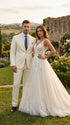 Men’s Ivory Paisley Shiny Suit – Flroal Formal Wedding and Prom Suit for Party, in Cream Off White