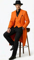Men’s halloween Costume Orange Long Zoot Suit Set With Black Shirt and Black Pants included