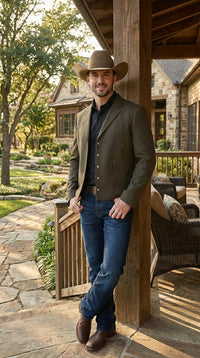 Mens Brown Western Blazer – Cowboy Style Casual Jacket Vintage Western Sport Coat Country Fashion Jacket