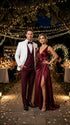 Men’s White and Burgundy 3 Piece Tuxedo Suit, Vested Formal Wedding Prom Dinner Suit Set bowtie included