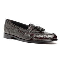 Zelli Franco Genuine Caiman Crocodile Tassel Loafers in Nicotine