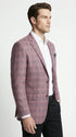 Mens Dusty Rose Mauve Pink with Tint of Blue Plaid Sport Coat Blazer – Classic Check Pattern Casual Blazer Jacket for Business Casual, Wedding