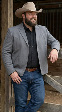 Mens Charcoal Gray Western Blazer – Cowboy Style Casual Jacket Classic Country Western Sport Coat
