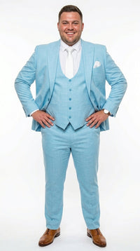 Men’s Turquoise Light blue Suit, Vested Formal Dress Suit for Weddings, Prom, Summer Parties, and Special Occasions in Aqua Blue Color By Rossiman