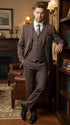 Men’s Brown Sharkskin 3 Piece Suit – Textured Two Button Vested Business Formal Suit for Wedding, Party Wear Vested