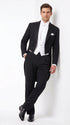 Men’s Black Victorian Tailcoat Tuxedo – 1800s 19th Century Edwardian Peak Lapel Formal Suit