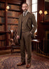 Men’s Edwardian Brown Plaid 3-Piece Suit – Vintage Double-Breasted Vest Wedding and Formal Suit