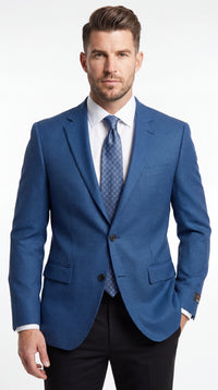 Men’s Blue Houndstooth Blazer Jacket, Check Pattern Formal Sport Coat for Weddings, Prom, Parties, and Special Occasions