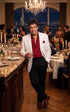 Tony Montana’s White Blazer Red Shirt Black Pants – Men’s White Blazer Outfit with Red Shirt and Black Trousers for Party, Wedding and Vintage Style Wear
