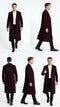Men’s Burgundy Long Coat – Classic Fit Wool Blend Overcoat - Topcoat Full length