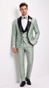 Men’s Sage Green Wedding Tuxedo with Black Shawl Lapel – 3 Piece Groom Prom Suit Mintish Color
