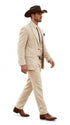 Men’s Natural Sand Linen Western Suit – Cowboy Wedding Jacket & Pants Linen Suit